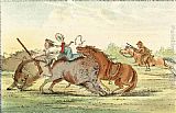 George Catlin Native American Hunting Buffalo on Horseback painting